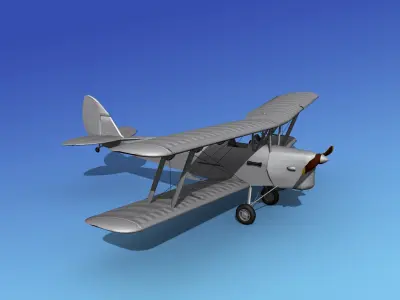 Dehavilland DH82 Tiger Moth Bare Metal 3D model