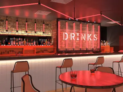 Modern Bar Interior Design 3D model