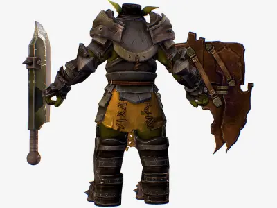 Armored Military Troll Orc Game Character Low-poly 3D model