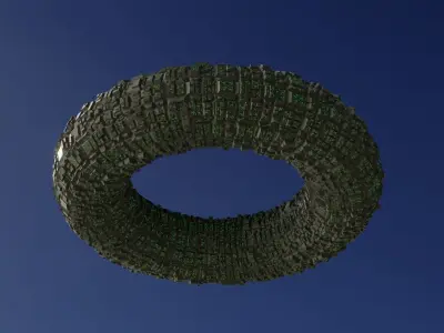 Ufo 3D model ring flying in sky 3D model