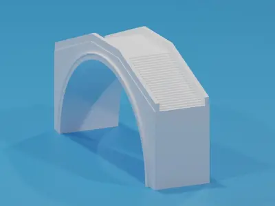 Cartoon Chinese Stone Bridge Low-poly 3D model
