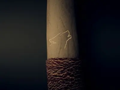 Tomahawk Axe - Wolf Carving Free 3D model