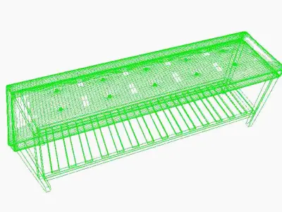 Bench leather with wooden legs Free 3D model