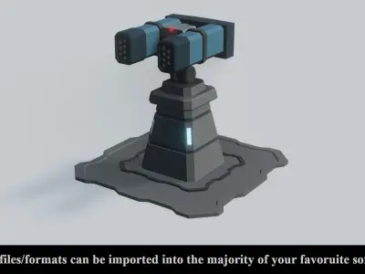 Modular Sci-Fi Turret Collection - Low Poly - Game Ready -PBR Low-poly 3D model
