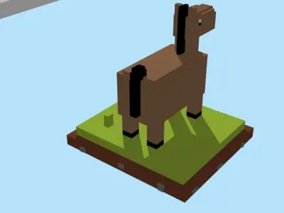 VOXEL HORSE - MODEL 3 Low-poly 3D model
