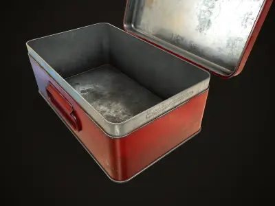 Metal first aid kit with lid Low-poly 3D model