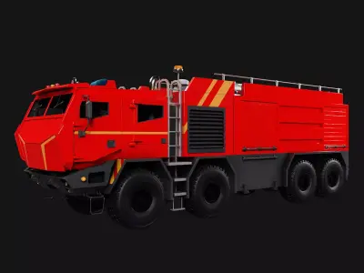 Military Firetruck Low-poly 3D model