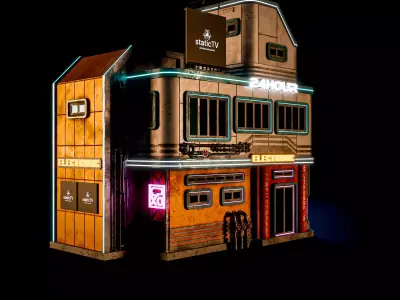 SCIFI CYBERPUNK FUTURISTIC NEON BUILDING 05 Low-poly 3D model