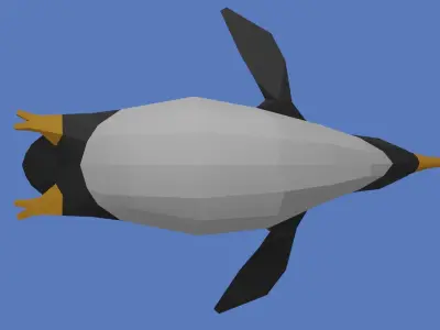 Penguin flying Free low-poly 3D model
