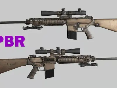 Sniper Denel 7NTW-20 Low-Poly 3D Model Low-poly 3D model