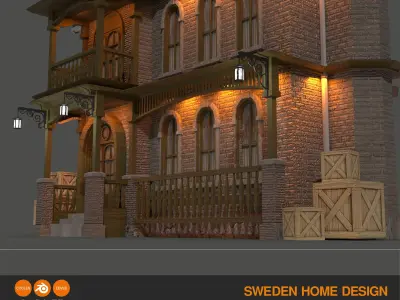 SWEDEN HOME DESIGN Low-poly 3D model