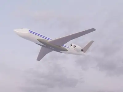 Fictional V-Tail Tri-Jetliner Concept - Non-IP Asset Low-poly 3D model