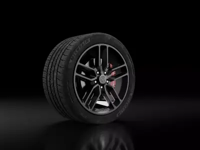 Michelin Pilot Sport 4 Tire and Corvette Rim Free 3D model