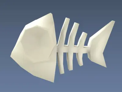 Cartoon low-poly fish skeleton Low-poly 3D model