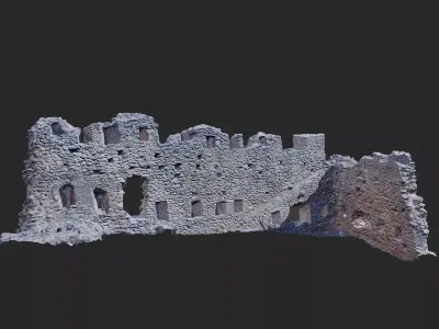 Castle Castle Wall ruins PBR Scanned Low-poly 3D model