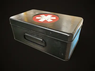 Metal first aid kit with lid Low-poly 3D model