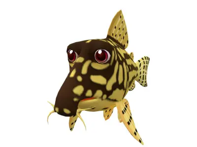 Sterba Corydoras fish animated Low-poly 3D model