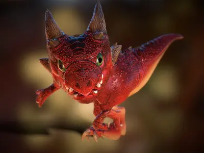 3DRT -  Fantasy Drake pet Low-poly 3D model