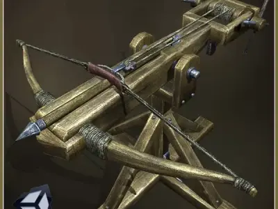 Animated Medieval Ballista Low-poly 3D model