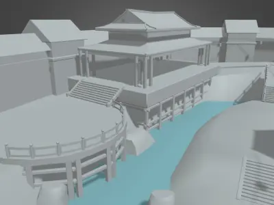 Japanese Temple Scene 3D model