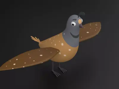 Rigged Cartoon Quail  Low Poly 3D Model Low-poly 3D model