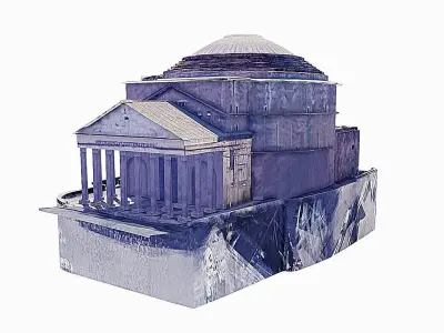 The Pantheon paper temple of person Low-poly 3D model