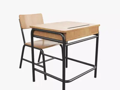 Chair and school desk Free low-poly 3D model