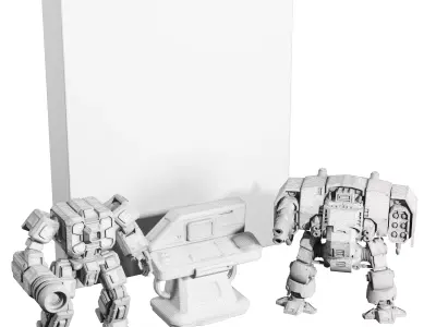 Futuristic Combat Robot Toy Set 3D model