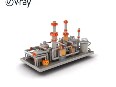 Industrial Oil Refinery Modular Kitbash model pack Low-poly 3D model