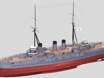 IJN Kawachi Japanese Battleship 3d model 3D model