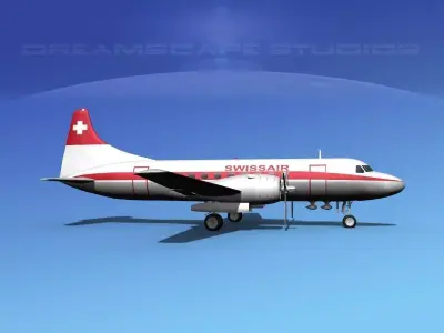 Convair CV-340 Swissair 3D model