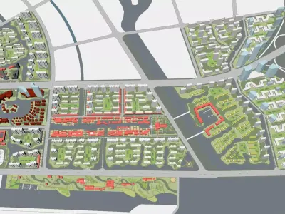 Urban highrise building building ancillary building commercial 3D model