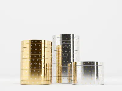 Coins 3d model Low-poly 3D model