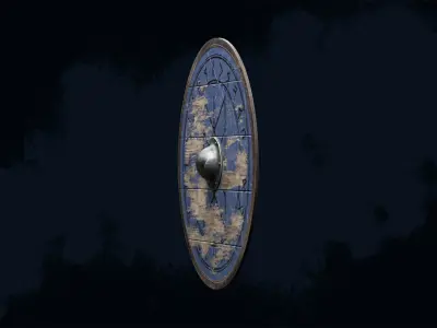 Viking shield 6 - War-Torn Low-poly 3D model