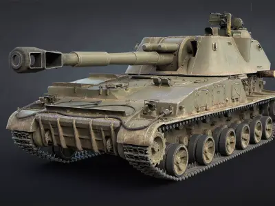 2S3 Akatsiya Self-Propelled Howitzer Game Ready Low-poly 3D model