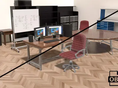 Lowpoly office pack Low-poly 3D model