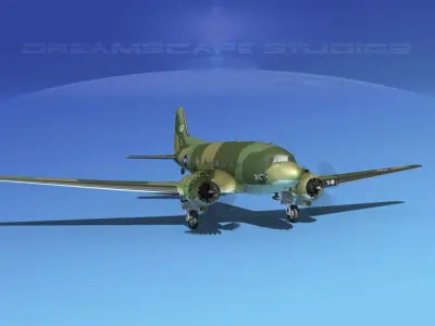 Douglas C-47 Dakota USAF V04 3D model