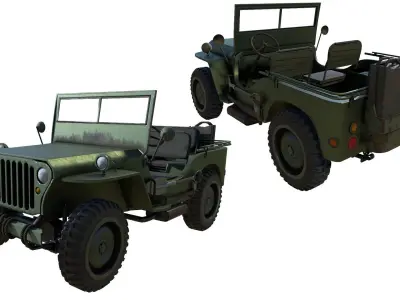  3 pack militay vehicles Low-poly 3D model