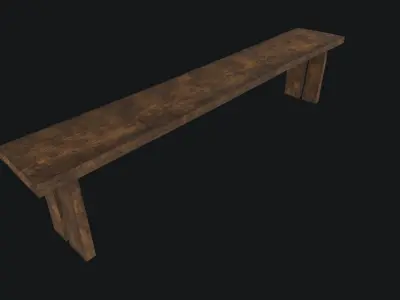 Medieval Old Wooden Bench Low-poly 3D model purchase