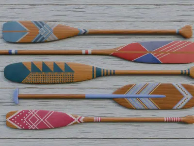 Oar decorative painted 3D model
