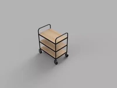 Free Trolley Wood and Stainless Steel Free 3D model