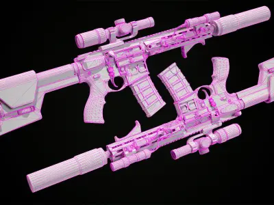 AR-15 Game Ready model Low-poly 3D model