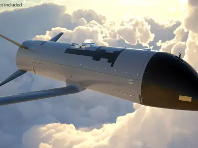 Air-Launched Recovery Drone Gray Black Rigged 3D model