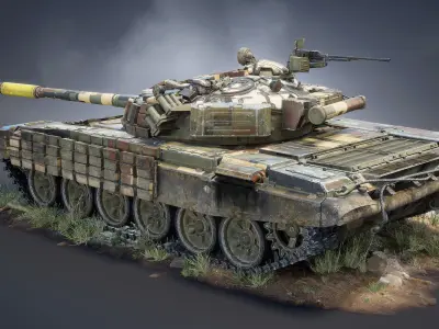 T-72B Tank Game Ready Low-poly 3D model