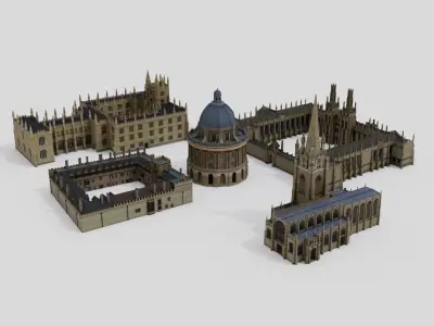 Oxford University buildings with St Mary 3D model