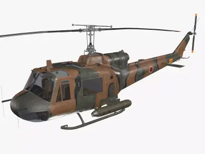Bell UH-1B JGSDF 2 Complex Animation Low-poly 3D model