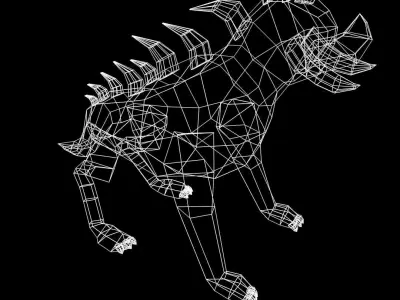 Creature dog with spikes Low-poly 3D model