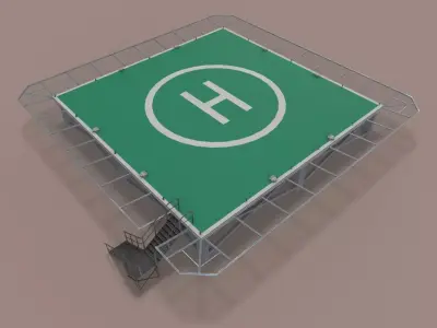 Helipad Square --322-- Low-poly 3D model