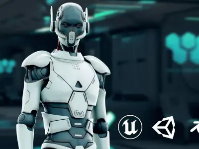 CYBORGTOPIA B-18  Rigged for Unreal Engine - Unity - MIXAMO 3D model
