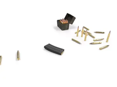 Assault Rifle Ammo Set Low-poly 3D model